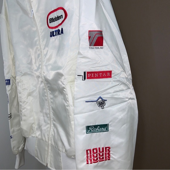Vintage Glidden Ultra Paint Racing Nascar Jacket Size Large Promo White Nylon - Picture 4 of 7